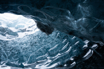 Struktury jaskini lodowej, Islandia - obrazy, fototapety, plakaty