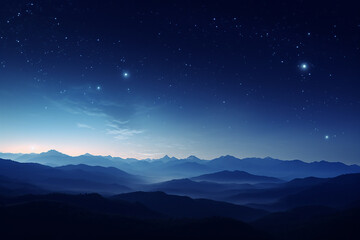 Blue starry night sky.