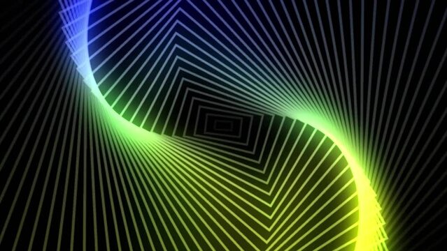 Abstract seamless looping animation of neon, glowing lamps. Futuristic Laser tunnel