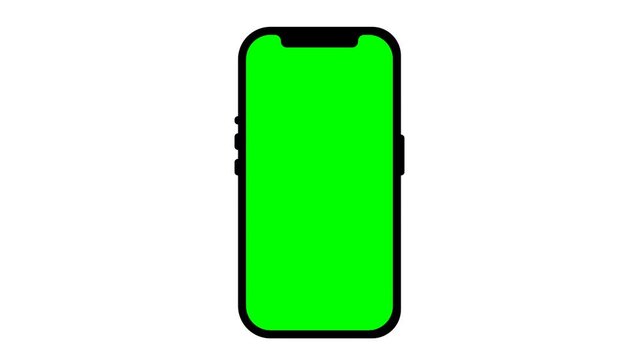 4k animation smartphone with blank green screen.mobile phone moving animation