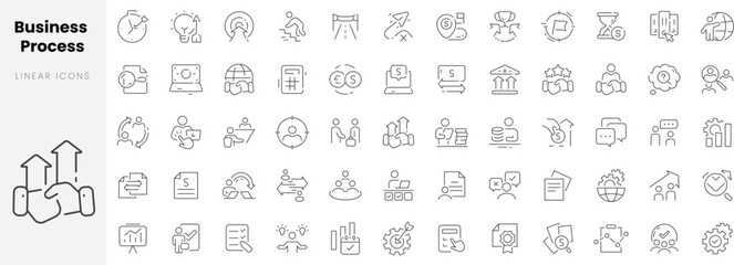 Fototapeta premium Set of linear Business process icons. Thin outline icons pack. Vector illustration.
