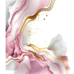 Abstract marble dusty rose blush liquid watercolor background with gold lines. Royal pink taupe alcohol ink drawing effect backdrop for obituary, menu, invitation, corporate flyer. Generative AI. - obrazy, fototapety, plakaty