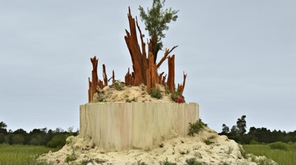 photo of a tree stump in a deforested area