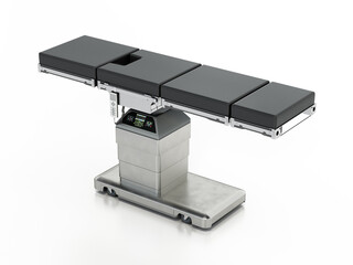 Hospital electric surgical operation bed isolated on white background. 3D illustration