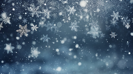 Fototapeta premium snowflakes are falling beautiful winter christmas luminous background
