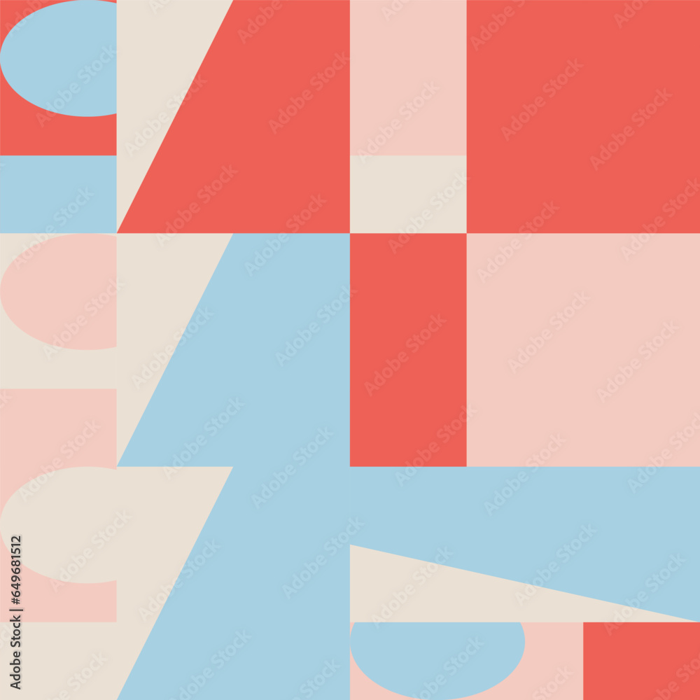 Fototapete abstract geometric vector seamless pattern. modern background with simple shapes. circles, squares, 