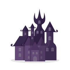 Ghost castle in cartoon style for halloween on white background, Vector Illustration.