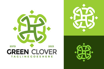 Letter G Green Clover Logo design vector symbol icon illustration