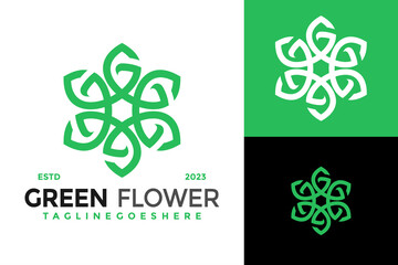 Letter G Green Flower Leaf Logo design vector symbol icon illustration