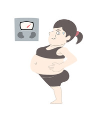 ダイエット　太る　痩せる　女性　体重計　セット素材