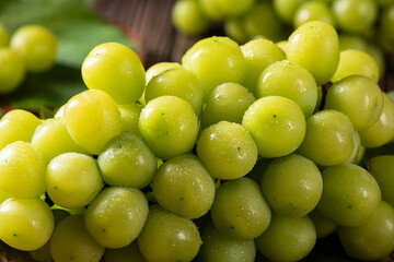close up of fresh green shine muscat grape background