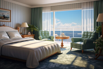 Hotel room interior by the seaside