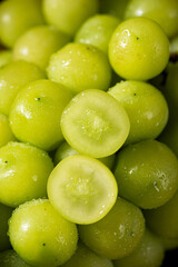 cut fresh green shine muscat grape background