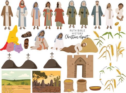Ruth History clipart, Christian clipart, Ruth Bible elements, Ruth clipart, People Portrait, Bible history clipart, Scripture items
