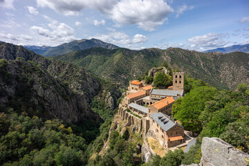 abbey of San Martín de Canigó, Conflent region, Pyrénées-Orientales, Languedoc-Roussillon...