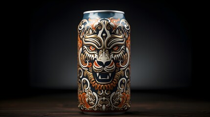 Mockup for soda drinks can with animal pattern, isolated background  - obrazy, fototapety, plakaty