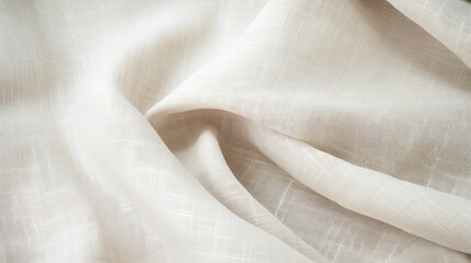 Organic linen fabric with a subtle natural weave pattern, beige color. Texture for background or...