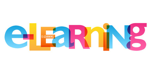e-LEARNING colorful vector typography banner