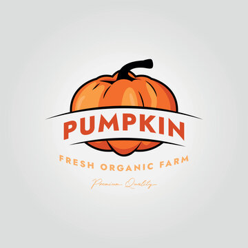 Label Of Simple Vintage Pumpkin Logo Vector Design Illustration With Typography