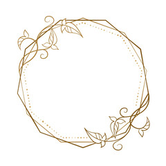 Vector round floral frame with ivy leaves decoration - 649691136