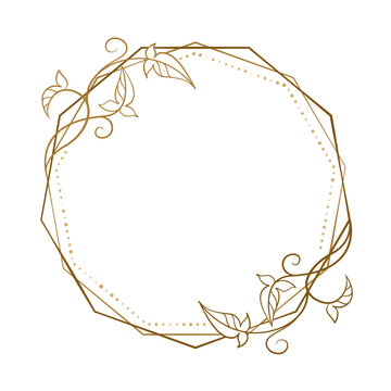Vector round floral frame with ivy leaves decoration