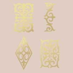 Islamic ornament vector, persian motiff. Asian floral designs. Abstract Asian elements of the national pattern of the ancient nomads of the Kazakhs, Kyrgyz, Mongols, Tatars, Uzbeks, Tajiks and other