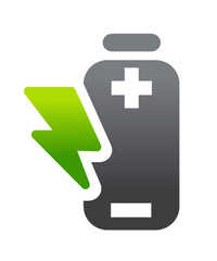 Obraz premium A battery icon with a lightning bolt electronic symbol