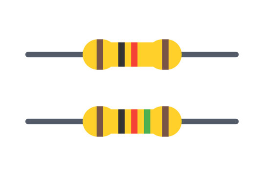Vector illustration of a set of resistors 4 bands and 5 bands color
