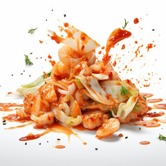 Kimchi food fusion design white background, generative ai. - obrazy, fototapety, plakaty