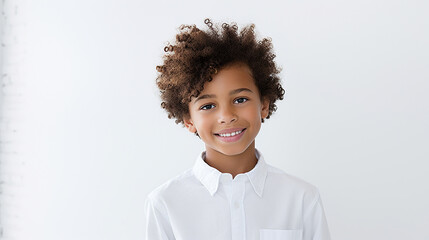portrait of a beautiful black boy. on the white background	
