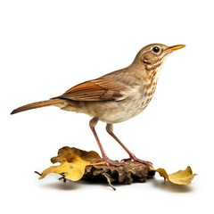 Fototapeta premium Swainsons thrush bird isolated on white background.