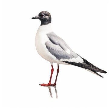 Sabines gull bird isolated on white background.