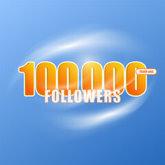 Banner for placement in social networks. 100,000 followers, thank you. 3 D. Vector illustration.