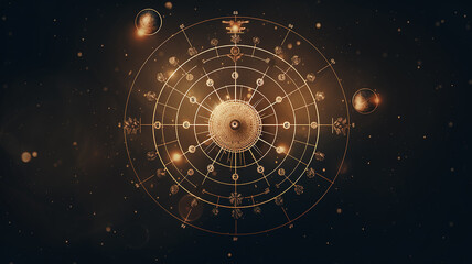 astrological background with planets and copy space