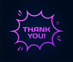 Thank you sign. Flat, purple, thank you. Vector icon