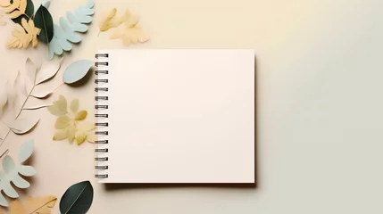 Foto op Canvas The concept of notebook journaling features a blank page with ample copy space for personal thoughts, ideas, or notes. Inviting the viewer to imagine their own words filling the page. © TensorSpark