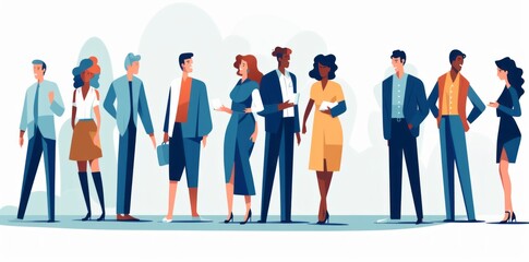 Illustration of business men and women together on a work meeting