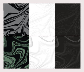 Two tone color wavy shades abstract waves line art pattern background set