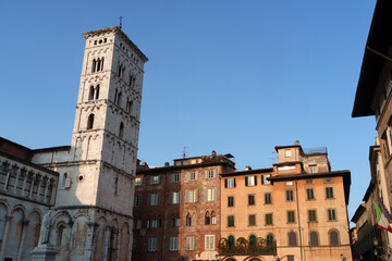 Fototapeta na wymiar San Michele in Foro square at Lucca, Tuscany, Italy