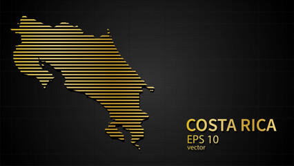  Vector gold map of Costa Rica, futuristic modern website background or cover page .