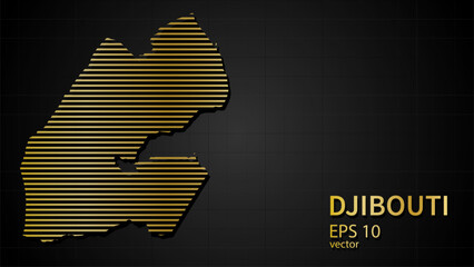  Vector gold map of Djibouti, futuristic modern website background or cover page .