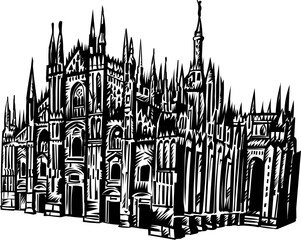 Duomo cathedral in Milan. Vector sketch