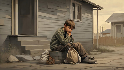 Innocence in Hardship: A Poignant Illustration of Poverty