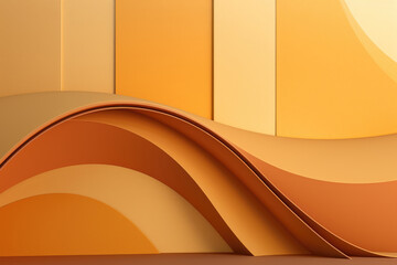 Abstract yellow orange wave wall, wallpaper, background, Ai generated.