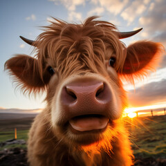 funny face of highland cow