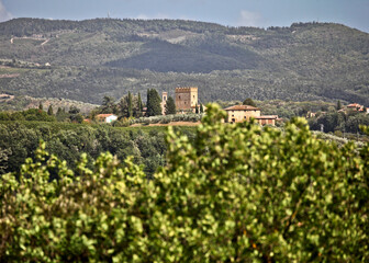 Fototapeta na wymiar Castle with Towers near Poggibonsi in Tuscany