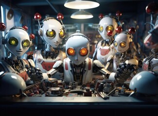 A group of cartoon robots