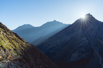 Sunrise in the Stubail Alps in Tyrol, Austria