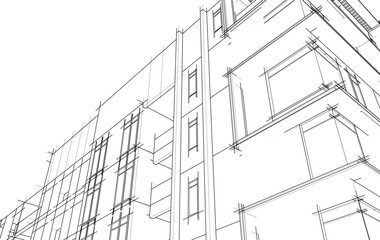 Vector sketch of modern building