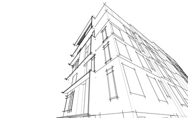 Vector sketch of modern building